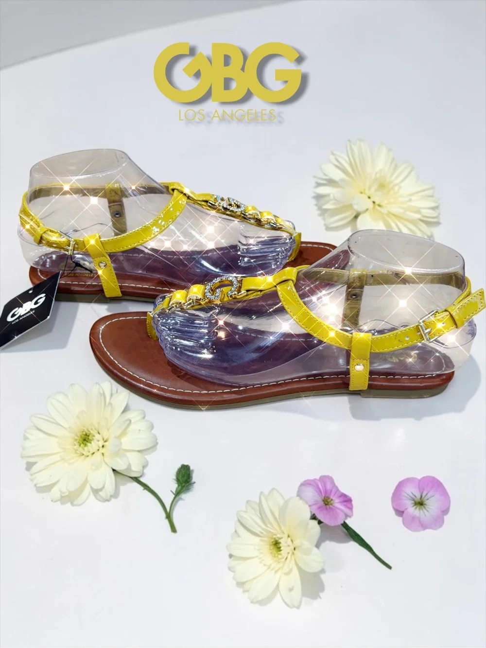 NWT GBG Los Angeles Yellow Patent Crystal 